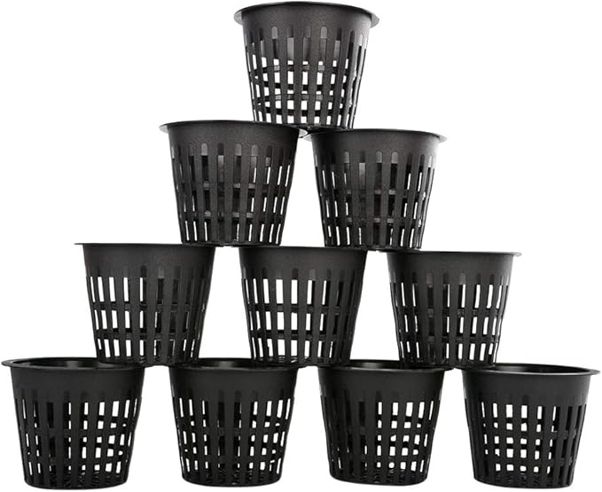 Panxxsen 50 Pack 3 Inch Net Pots Cups for Hydroponics, Slotted Mesh Net Cups for Aquaponics Orchids Vegetables, Heavy Duty Plastic Planting Baskets, Wide Lip Design