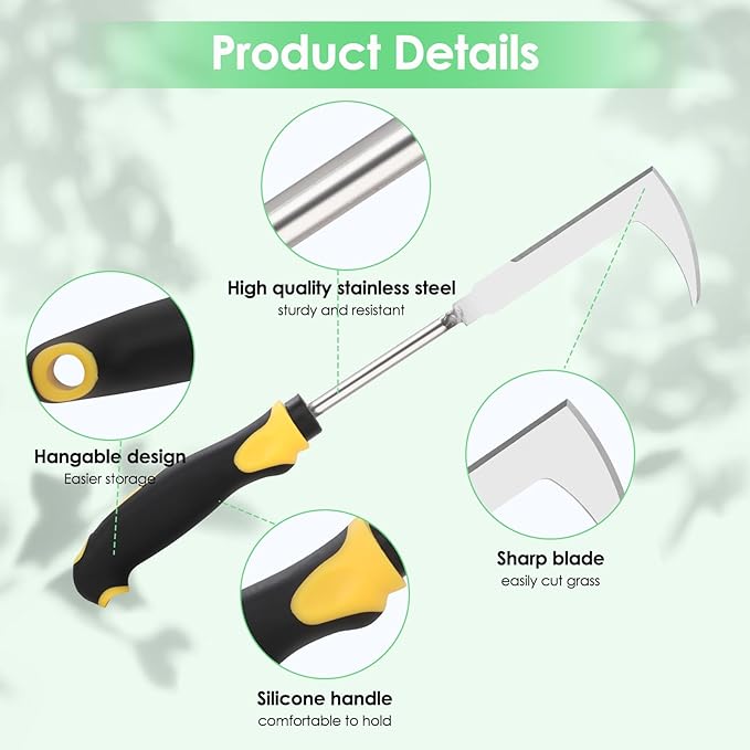 2026 New 3Pcs Hand Weeder Tool, Rubber Handle Weed Remover Tool, L-Shaped Weeding Tool, Manual Weeder, 4 Teeth Weeding Tool, Planting and Weeding for Garden, Patio