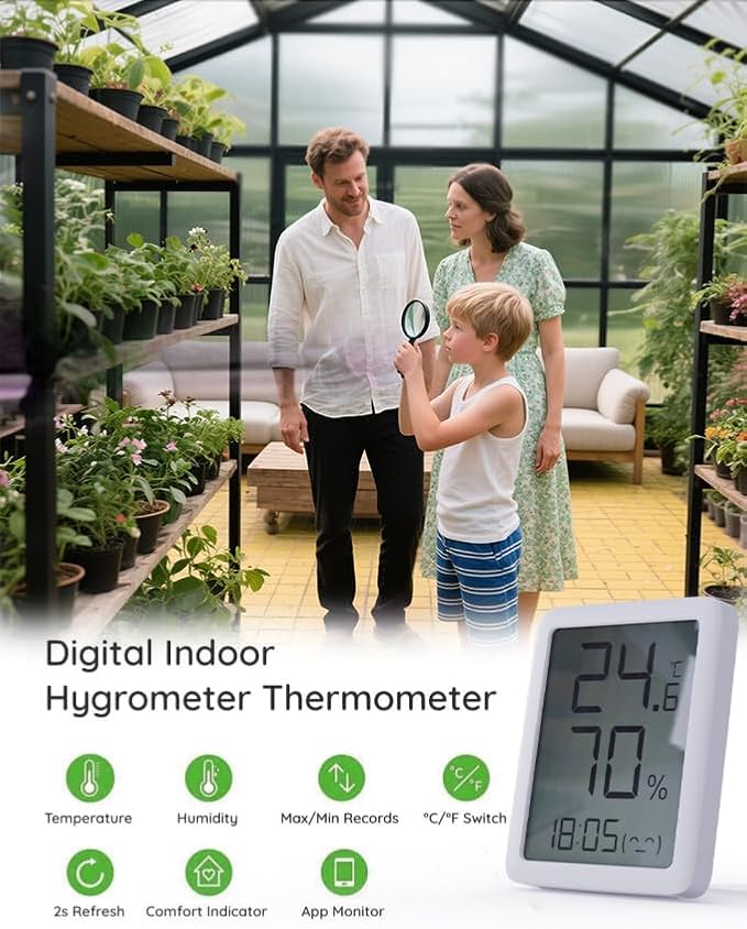 6×7.5FT Greenhouse for Outdoors, Walk-in Greenhouse and Winter Garden Planting, Polycarbonate Greenhouse with Electronic Thermometers, Withstands Strong Wind or Snow to Protect Vegetable or Plants