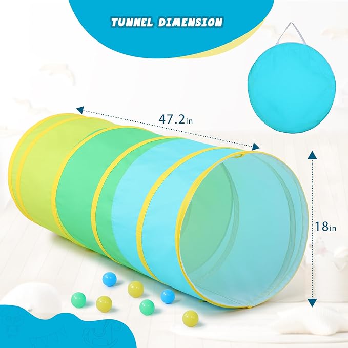 PigPigPen Kids Play Tunnel for Toddlers, Pop Up Tent for Babies or Dogs, Indoor & Outdoor Toys for Kids Backyard Playset (Cotton)