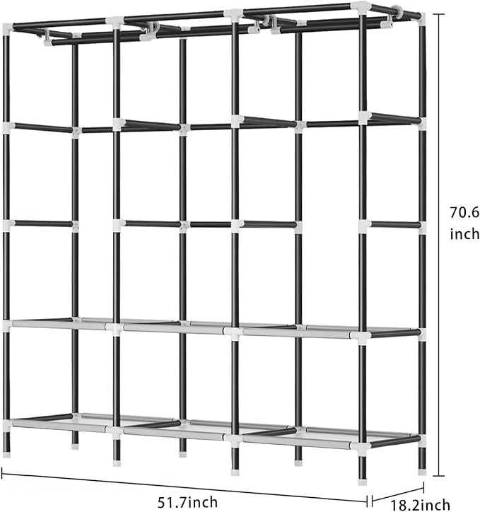 LOKEME Wardrobe Closet,Steel Pipe Diameter 19mm,Portable Closet for Bedroom