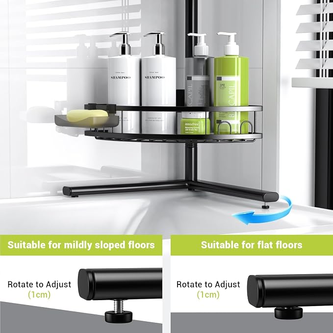 Standing Corner Shower Caddy - Rustproof Bathroom Shower Stand Shelf