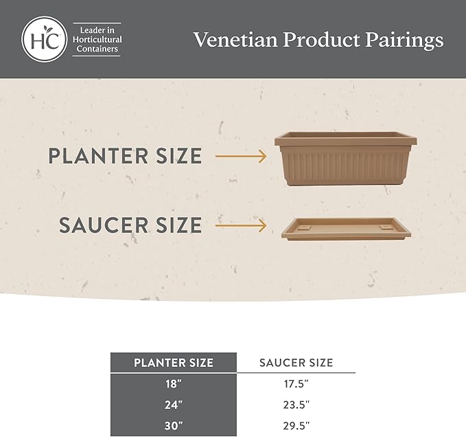 The HC Companies Venetian Rectangular Plant Tray - Lightweight Plastic Plant Saucer - Plant Drip Trays for Drainage - UV Resistant Pot Saucer for Indoor & Outdoor Use (29.5" White, Pack of 1)