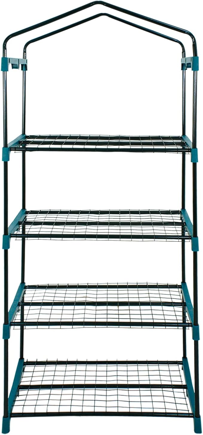 HOMGARDEN 4-Tier Mini Greenhouse Portable Plant Flower Shelf Tent w/PE Cover Roll-Up Zipper Door for Lawn Patio Garden Indoor Outdoors