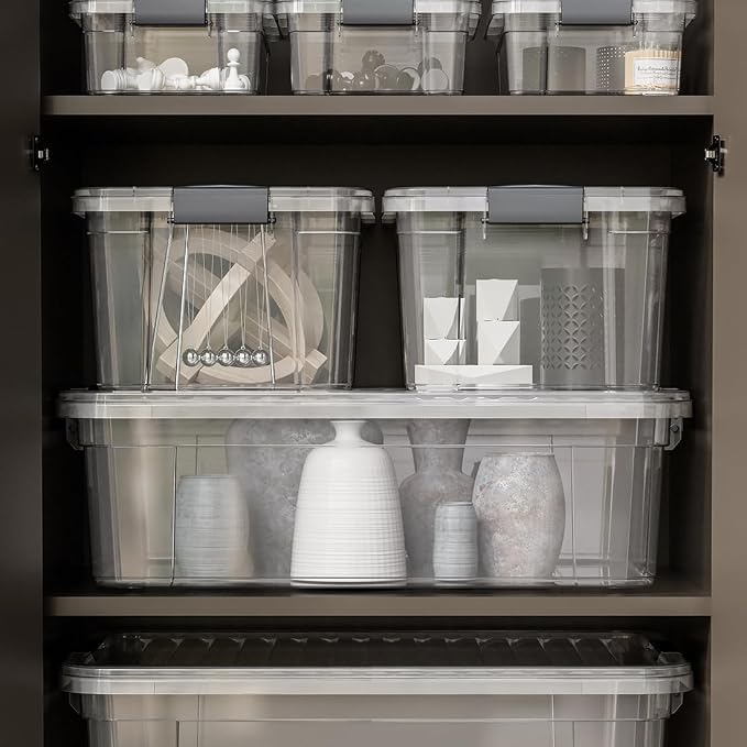 Superio 26.5 Quart Clear Plastic Storage Boxes with Lids, Stackable Organizer Containers, BPA-Free Storage Bins for Home, Office, School & Dorm, 5 Pack