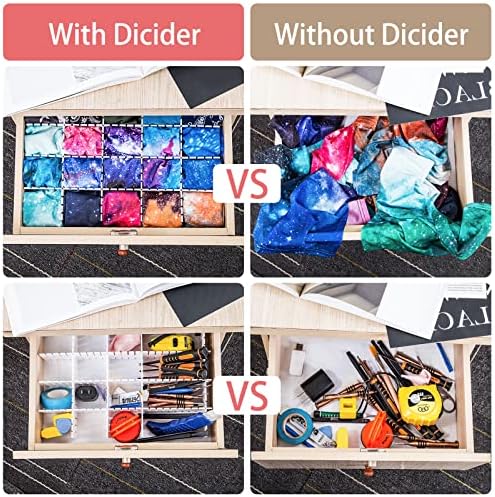 45 Pack Drawer Dividers, Plastic Adjustable Drawer Storage Organizer for Tidying Clutter Socks, Underwear, Makeup, Kitchen, Dresser White