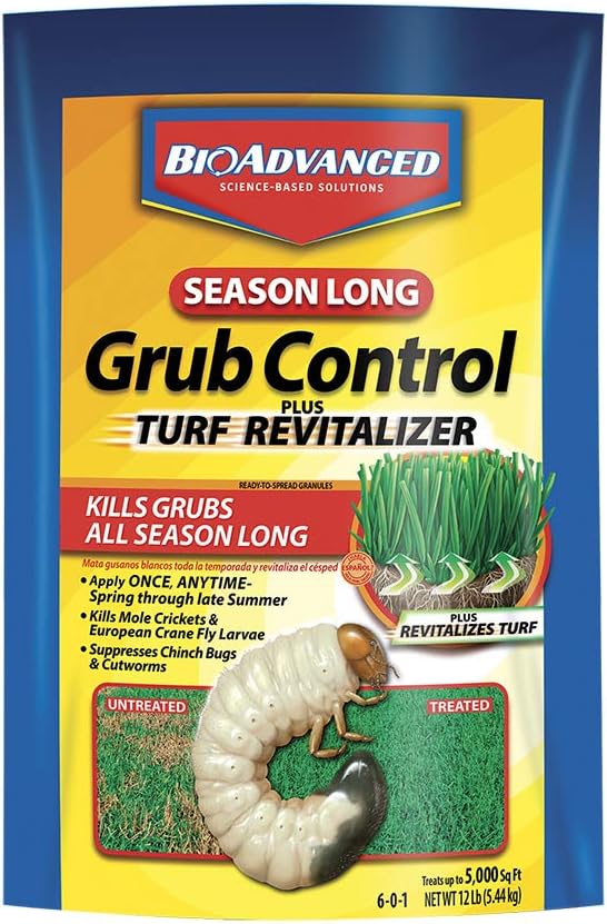 BioAdvanced Season-Long Grub Control Plus Turf Revitalizer, Granules, 12 lb, Grub Killer for Lawns