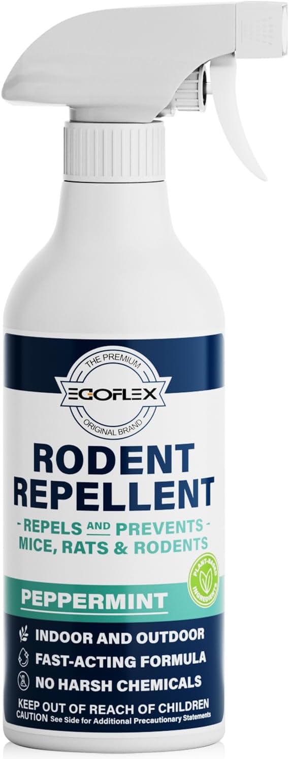 Peppermint Oil Spray for Rodents - Mice, Rat, Squirrel & Mouse Repellent - Natural Peppermint Essential Oil Indoor & Outdoor Deterrent Control for Home, Garage, Attic, RV & Car Engines - 16 Fl Oz