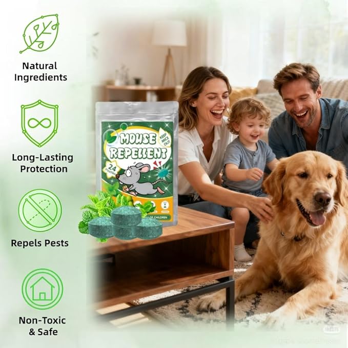 Pest Rodent Repellent, 24 Pack Peppermint Oil Mouse Traps Balls for Rat Mice, Ant, Roach, Spider, Squirrel, Insect Control Mouse Deterrent for Indoor Outdoor Use, for Garden & Home, Family & Pet Safe