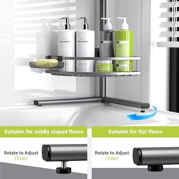 Standing Corner Shower Caddy - Rustproof Bathroom Shower Stand Shelf
