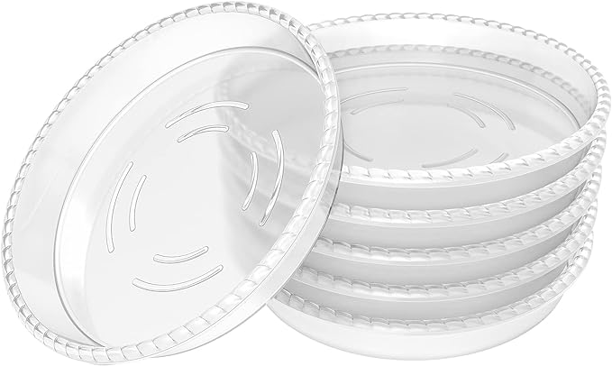 6 Pack Clear Plant Saucer 10 inch, Durable Plastic Plant Trays for Indoor, Round Flower Plant Pot Saucer, Sturdy Plant Water Catcher Tray