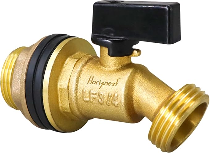 GHT 3/4 spigot for rain barrel, brass bulkhead water barrel spigot kit for diy tank parts and accessories connect garden hose outdoor bucket (1 pc)