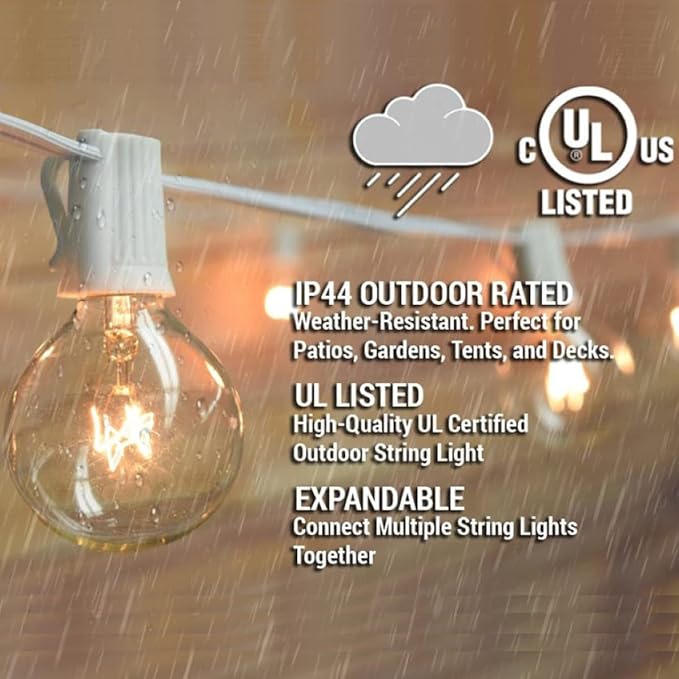 GOOTHY G40 Replacement Bulbs, 120V 5W Incandescent Light Bulbs, C7/E12 Candelabra Base, 1.5 Inch Clear Globe Replacement Light Bulbs for Outdoor String Lights Waterproof, 2200K Warm White, 25 Pack