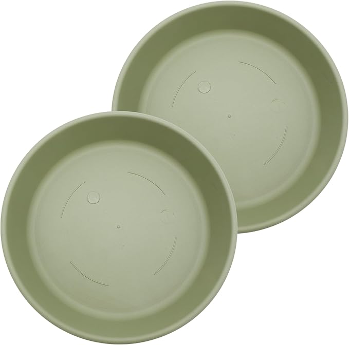 The HC Companies 21 Inch Classic Round Plant Saucer, Lightweight UV-Resistant Plastic Outdoor & Indoor Flower Pot Tray, 2-Pack Plant Pot Trays for Garden & Home Decor, Seafoam