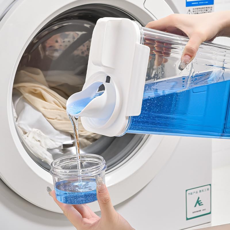 Laundry Detergent Dispenser-2 Pack, 70 oz Detergent Dispenser with 4 Removable Labels, Laundry Soap Dispenser for Laundry Room Organization and Storage, BPA Free & PET Plastic Clear