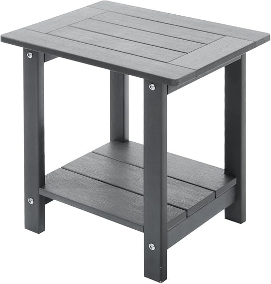 Meluvici Double Adirondack Outdoor Side Table Weather Resistant, Outdoor Rectangular Patio End Table for Adirondack Chair, Grey
