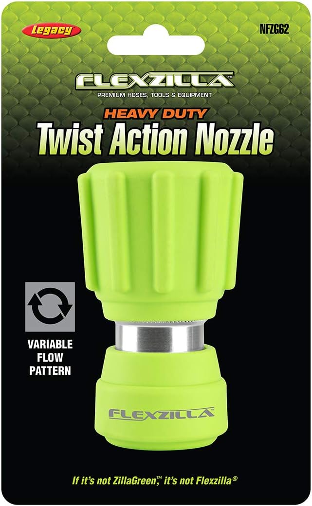 Flexzilla Garden Hose Nozzle - Heavy Duty Twist Action, NFZG62, ZillaGreen™