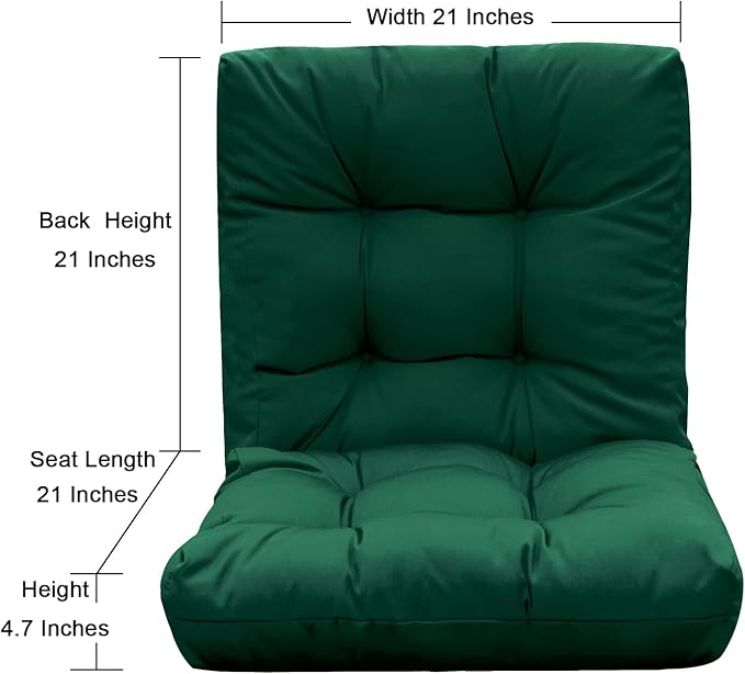 QILLOWAY Outdoor Chair Cushion for Patio Furniture, Waterproof Patio Cushions with Ties, Fade Resistant Replacement Pads for Outdoor Rocking Chairs,Mallard, Forest Green
