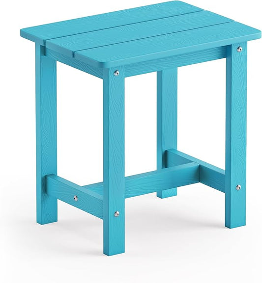 LUE BONA Outdoor Side Table, HDPS Small Outdoor Table, Rectangle Adirondack Side Table, Outside End Table for Patio, Porch, Pool, Weather Resistant/Easy Maintenance/Indoor or OutsideUse, Sky Blue