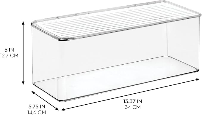 iDesign Plastic Stackable Hinged-Lid Storage Box, Set of 6, Clear