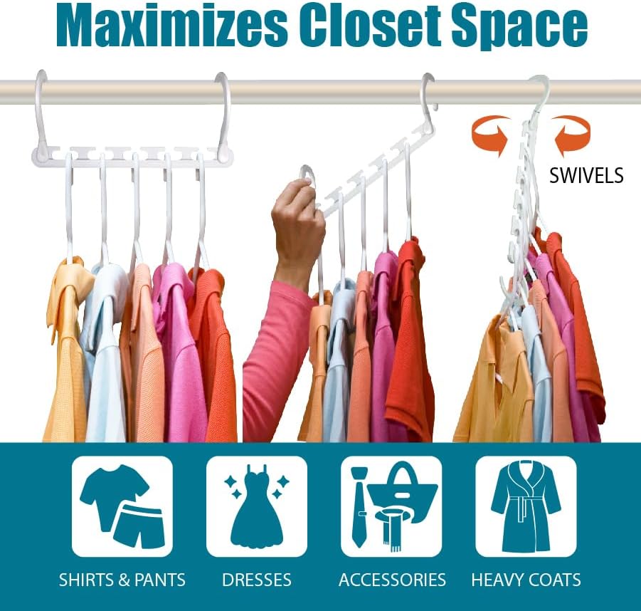 Wonder Hanger Max 20-Pack Space-Saving Hangers, 360° Hooks, White