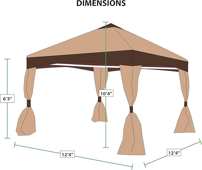 King Canopy Garden Party Canopy with Cover Caramel Crme Cover/13' x13'