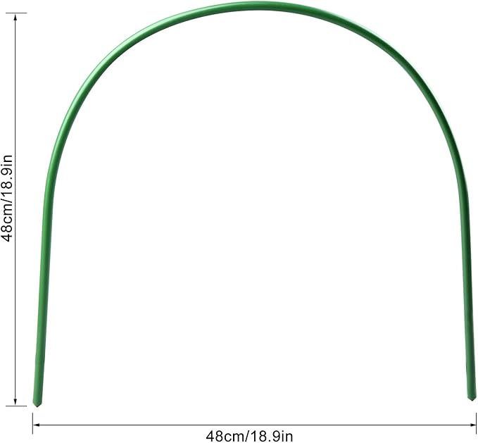 Greenhouse Hoops, 6 Pack Plant Support Garden Stakes, Rust-Free Grow Tunnel 4ft Long Steel with Plastic Coated Support Hoops for Garden Fabric, Garden Netting - 18.9"H x 18.9"W