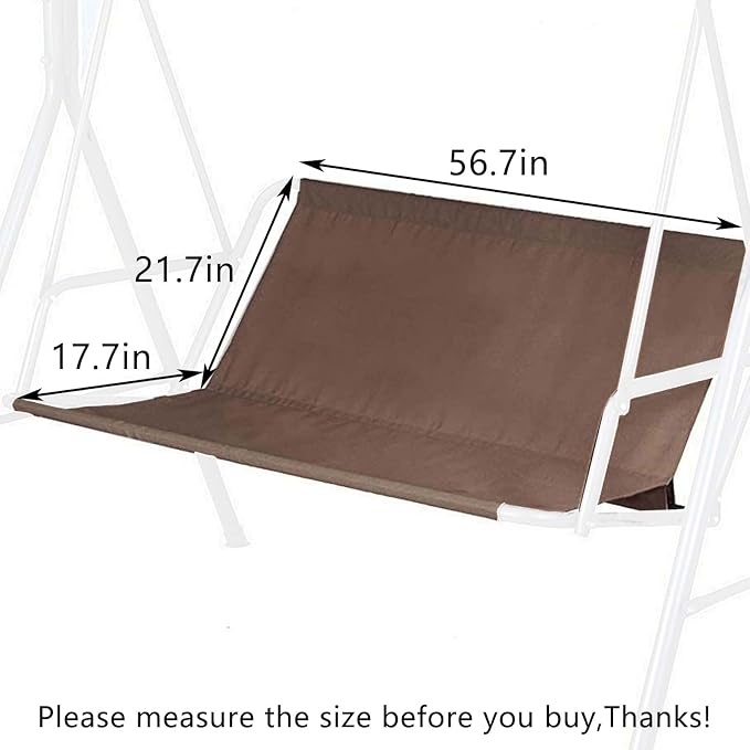 Swing Seat Cover - 600D Thickened Oxford Waterproof Chair Bench Replacement, Outdoor Cushion for 2/3 Seat Patio Swing Chair (Coffee, XL - 56.7x21.7x17.7in)