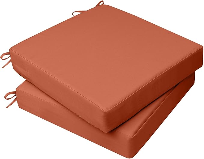 AAAAAcessories Outdoor Seat Cushions for Chairs, Waterproof, Fade-Resistant, 18.5" x 16" x 3", Patio Furniture Replacement Cushions, Set of 2, Rust