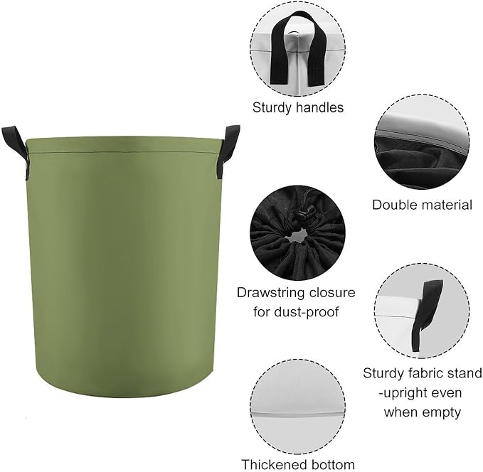 Large Laundry Hamper Bag, Light Green Trend Color Collapsible Laundry Basket with Drawstring Dirty Clothes Organizer Washing Bin for Family Essentials Storage