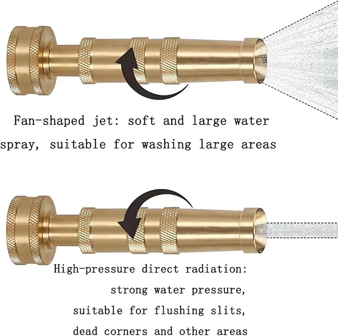 High-Pressure Brass Adjustable Twist Nozzle, Garden Hose Heavy Duty Nozzle Sprayer for Car Washing, Cleaning,Patio, Lawn,2-Pack ﻿