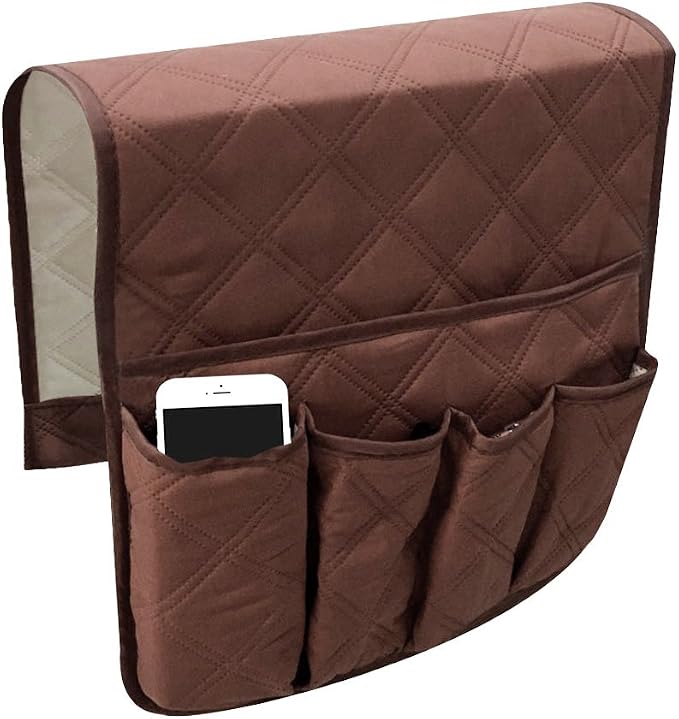 Waterproof Armrest Covers Sofa Arm Organizer with 5 Pockets for Tablet Magazines TV Remote Holder, Non-slip Recliner Couch Armchair Slipcover Furniture Sofa Arm Protector Storage Caddy Pouch