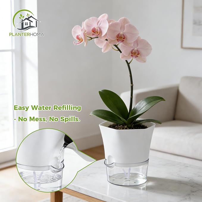 8 Packs Clear Self Watering Pots for Indoor Plants 4.3" Self-Watering Planters Orchid Plastic Plant Pots Wick Flower Pots for African Violet, Devil’s Ivy, Spider Plant, Herbs, Garden Pots