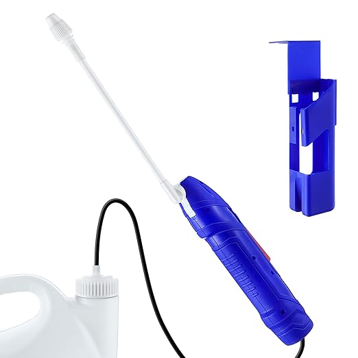 Qualirey Battery Powered Sprayer Wand with Holster, Foldable Nozzle Fits 38mm Cap 1 Gallon Jugs, Electric Weed Bug Ant Killer for Beach Cleaning, Gardening, Lawn and Disinfecting(Blue)