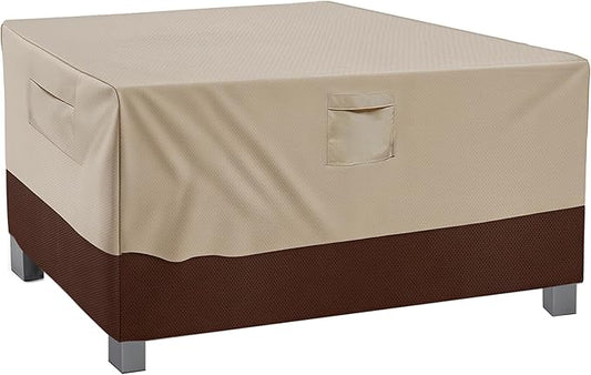 Vailge Rectangular/Oval Patio Table Cover, Heavy Duty and Waterproof Outdoor Lawn Patio Furniture Covers (Beige&brown, 38"Lx38"Wx28"H)