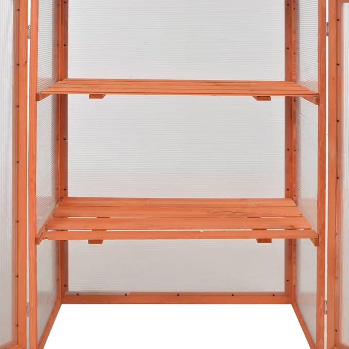 Wooden Portable Greenhouse with 2 Shelves and 2 Doors, Garden Mini Greenhouse Cabinet for Outdoor Indoor Use 29.5"x18.5"x42.9"