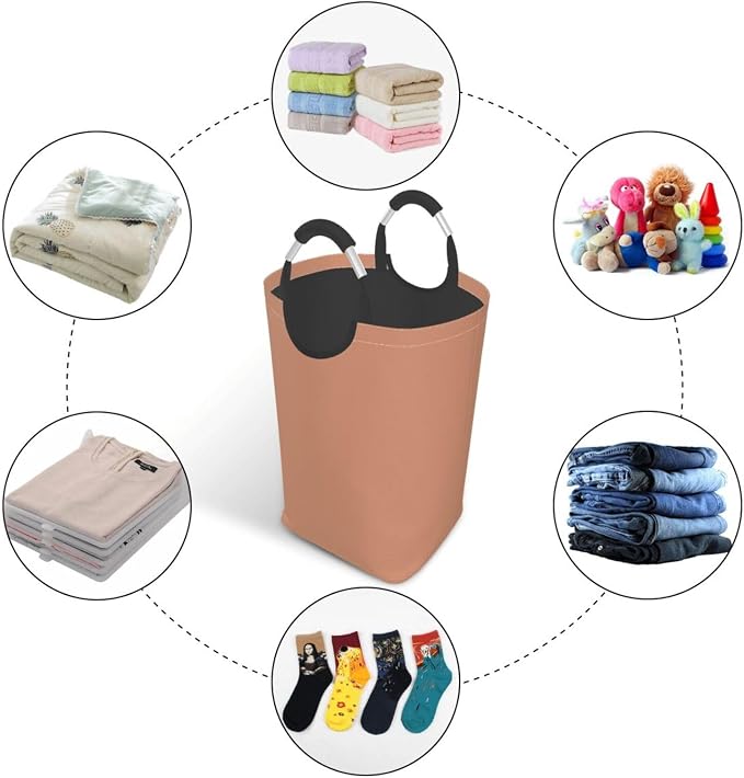 Large Laundry Hamper Bag, Terracotta Trend Color Collapsible Laundry Basket Dirty Clothes Organizer Washing Bin for Family Essentials Storage
