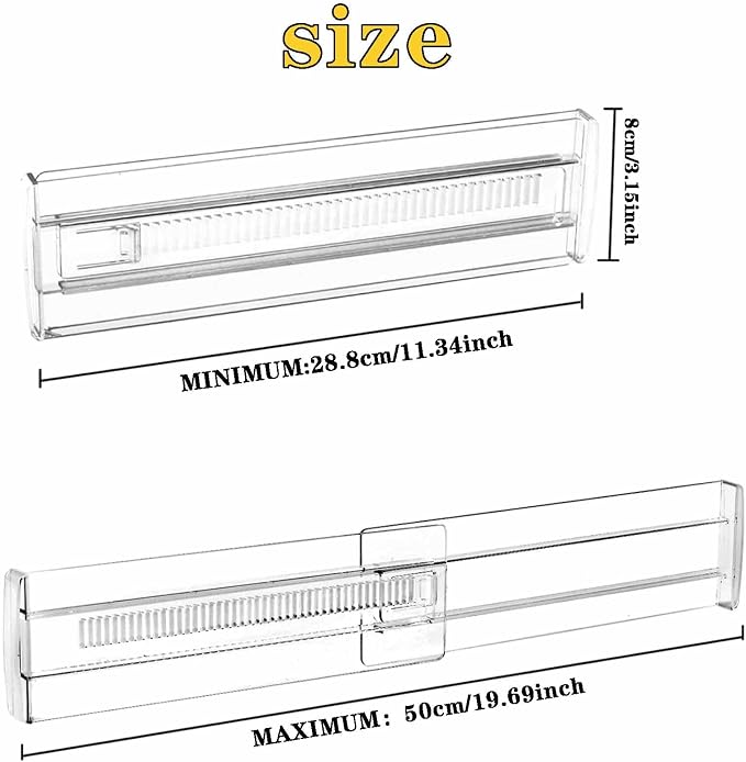 8 Pcs Drawer Dividers for Clothes,3.15" High 11.34"-19.69" clear