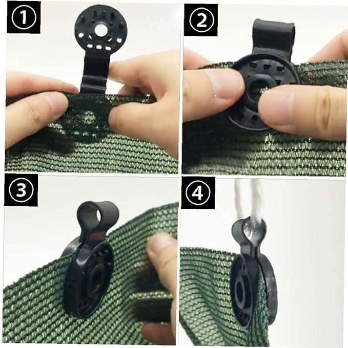Shade Net Clip - Shade Cloth Plastic Clips Garden Tools Accessories Grommets Fabric Sunshade UV Resistant for Net, Mesh, Cover, Sunblock in Garden Backyard Greenhouse, Black (100PCS)