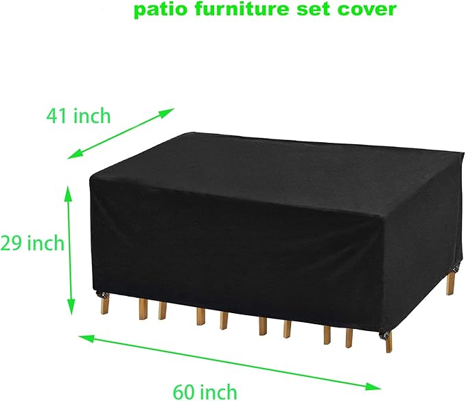 Table Covers,60"(L) x 41"(W) x 29"(H),Outdoor Lawn Waterproof Garden Furniture Cover,Durable Windproof, Fits Rectangle Patio Table