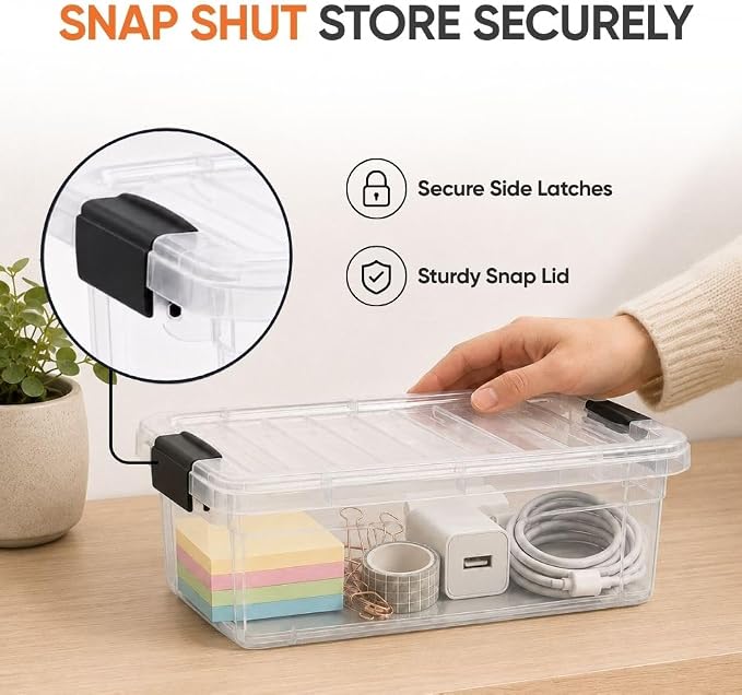 Superio 1.27 Quart Clear Plastic Storage Containers with Lids, Stackable Organizer Bins, BPA-Free Storage Boxes for Home, Office, Dorm & Classroom, 18 Pack