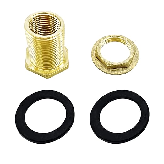 1/2" Female 3/4" Male Brass Water Tank Connector Bulkhead Tank Fitting for Rain Barrels, Aquariums, Tubs, Pools (Pack of 2)