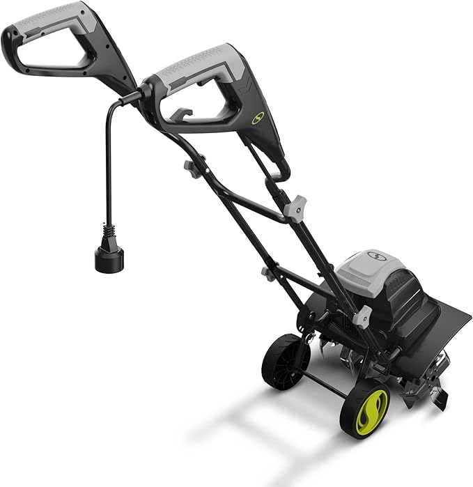 Sun Joe Corded Electric Garden Tiller & Cultivator with Steel Tines, 15.7", 15A Motor, Heavy-Duty Tilling Machine for Lawn, Yard, & Gardening, TJ605E