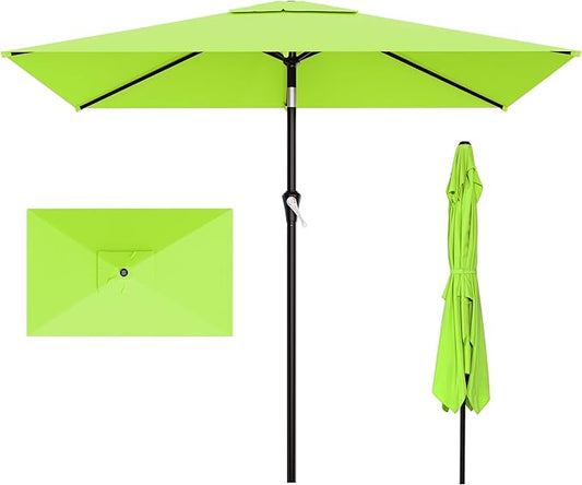 AreShark 6.5' x 10' Rectangular Patio Umbrellas for Outdoor, Outdoor Table Umbrella, Large Outdoor Patio Umbrellas with 6 Sturdy Ribs for Pool, Garden, Deck & Market (Apple Green)