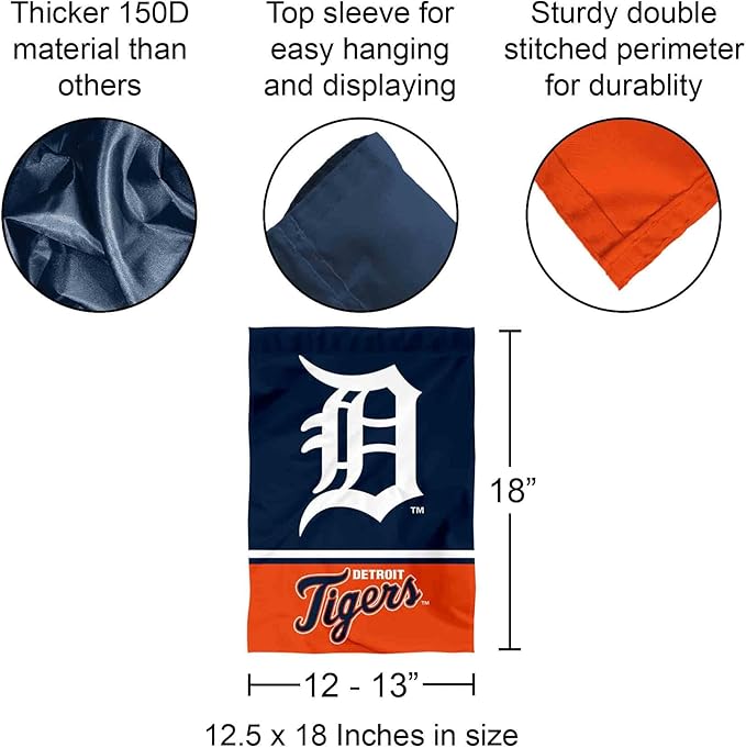 Detroit Baseball Double Sided Garden Flag