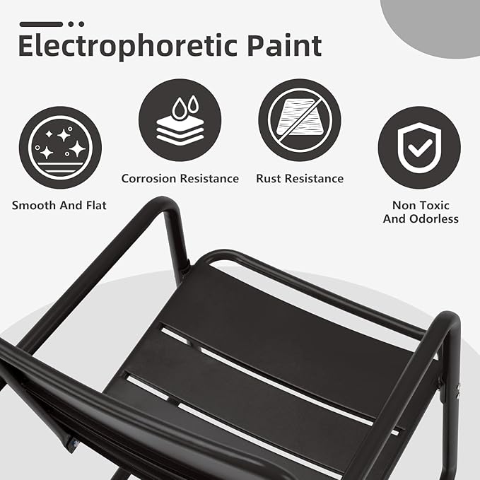 MELLCOM Patio Chairs Set of 2, Small Patio Furniture Set - 2 C-Spring Metal Chairs, Outdoor Bistro Set for Balcony, Front Porch, Poolside, Garden, Deck, Indoor, Black