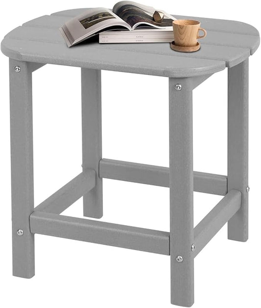 Outdoor Adirondack HDPE Side Table, Wooden Textured, Set for Patio, Garden, Porch, Pool Composite Patio, Backyard, Bathroom and Indoor, Maintenance & Weather Resistant
