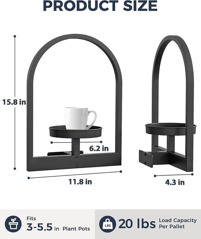 Bamworld Wall Plant Holder Plant Stand Indoor Wall Planters Round | Wall Planters for Indoor Plants Window Plant Shelves Plant Holder Wall Decor, Room Decor 2 Pack (Patent Design)