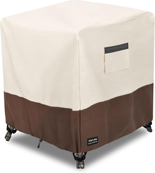 Patio Wicker Side Table Cover, Suitable for 3-Piece Outdoor Wicker Patio Bistro Set Side Table, Waterproof Square Patio Small Side Table Cover 22 W x 22 D x 18 H inches Beige and Brown
