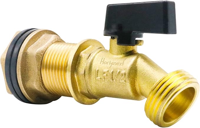 3/4 inch bulkhead spigot for rain barrel, brass water barrel spigot kit for outdoor water bucket and garden hose fitting, 55 gallon drum accessories (1 pc)